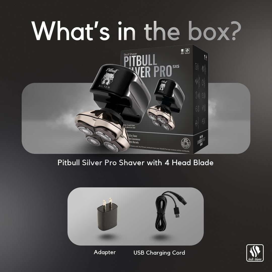 Skull Shaver - Pitbull Silver PRO SX5 Head and face Shaver