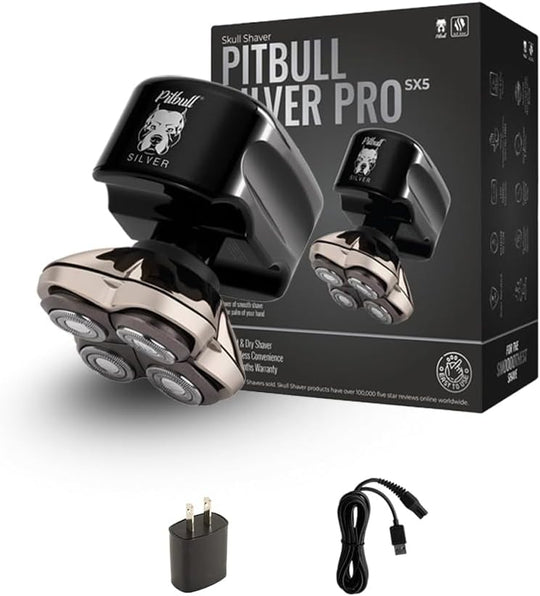 脱毛・除毛 Skull Shaver Pitbull Silver Pro SX5 Skull Shaver - Pitbull Silver PRO SX5 Head and face Shaver – Skull